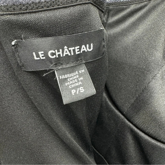 Le Chateau Women Floral Dress Jacquard Black Small Midi Spaghetti Strap Bodycon - Picture 8 of 11